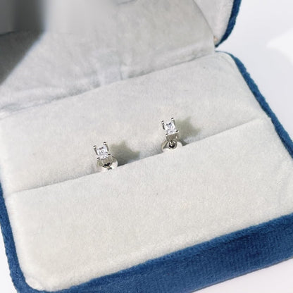 Warm Fortune 18K Gold Plated Rectangle Cubic Zirconia Stud Earrings for Women Hypoallergenic - Valentine's Day, Mother's Day, Birthday Gift for Her
