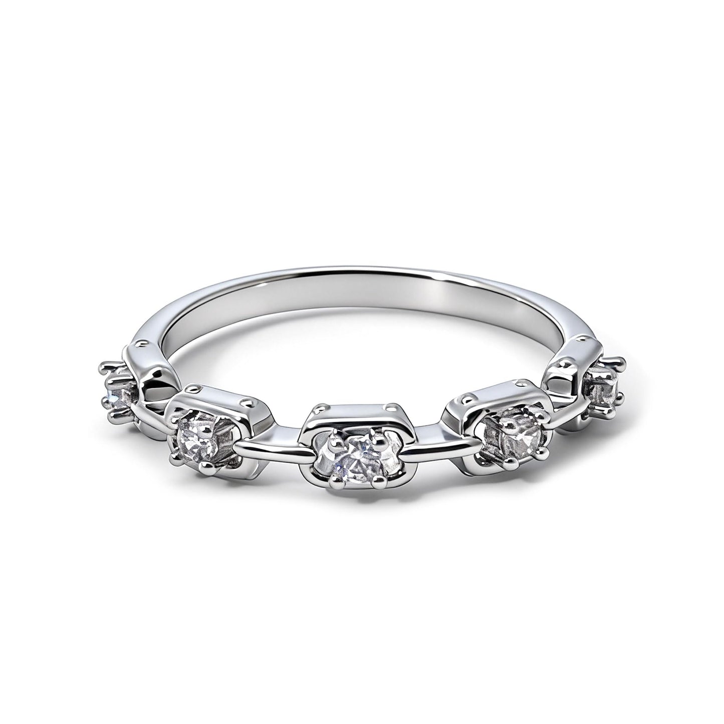 Warm Fortune Round Cut Half Eternity Ring for Her - 18K Gold Plated Cubic Zirconia, Anniversary & Valentine's Day Gift, Timeless Promise & Wedding Jewelry, Adjustable