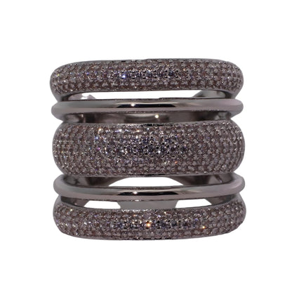 Warm Fortune Gold Plated Cubic Zirconia Band Ring, Hip Hop Street Style For Man or Women Fashion Jewelry