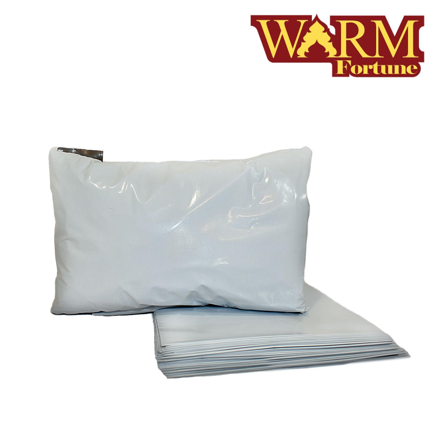 Warm Fortune - Poly Mailer 10”x13”, Set of 100 (White/Gray) - Self Sealing Mailing Bag Strong & Opaque