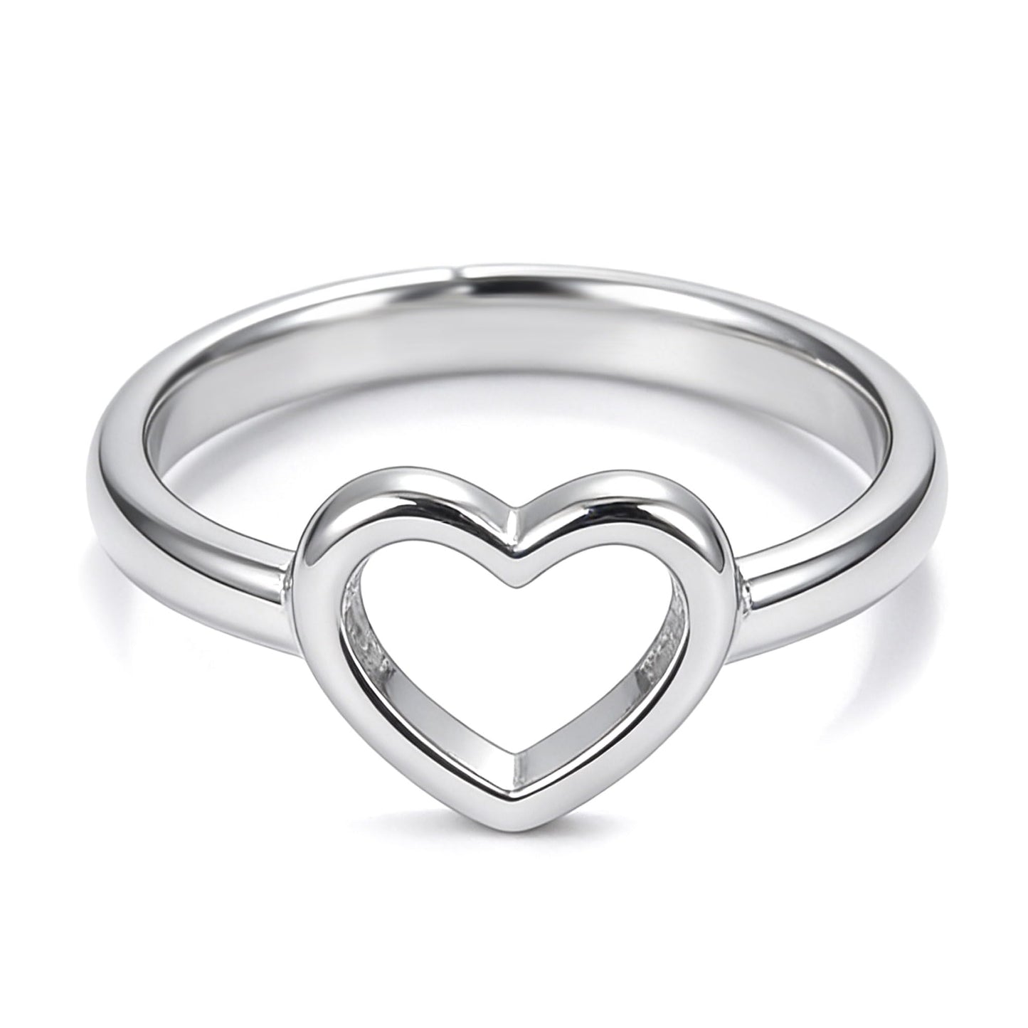Warm Fortune Open Heart Stackable Band Ring for Women, 18K Gold Plated Dainty Promise Ring, Minimalist Love Statement Jewelry