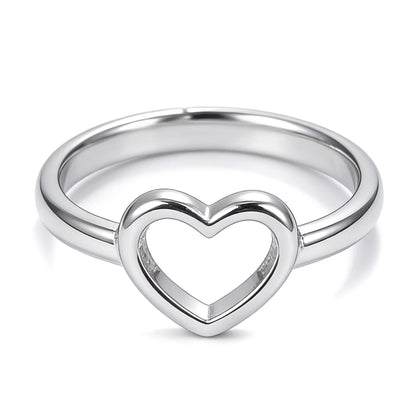 Warm Fortune Open Heart Stackable Band Ring for Women, 18K Gold Plated Dainty Promise Ring, Minimalist Love Statement Jewelry