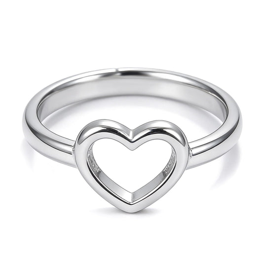 Warm Fortune Open Heart Stackable Band Ring for Women, 18K Gold Plated Dainty Promise Ring, Minimalist Love Statement Jewelry
