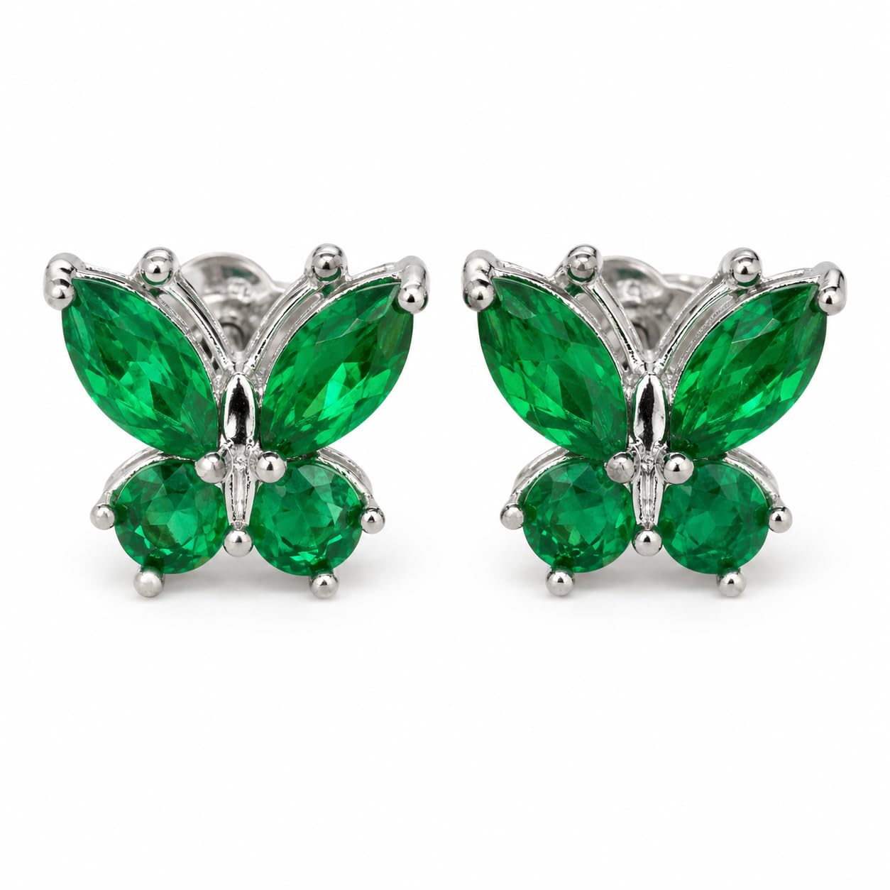 Warm Fortune 18K Gold Plated Butterfly Mixed Cut Cubic Zirconia Stud Earrings for Women Hypoallergenic - Valentine's Day, Mother's Day, Birthday Gift for Her