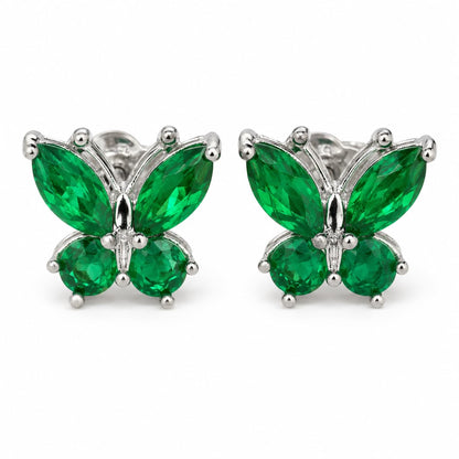 Warm Fortune 18K Gold Plated Butterfly Mixed Cut Cubic Zirconia Stud Earrings for Women Hypoallergenic - Valentine's Day, Mother's Day, Birthday Gift for Her