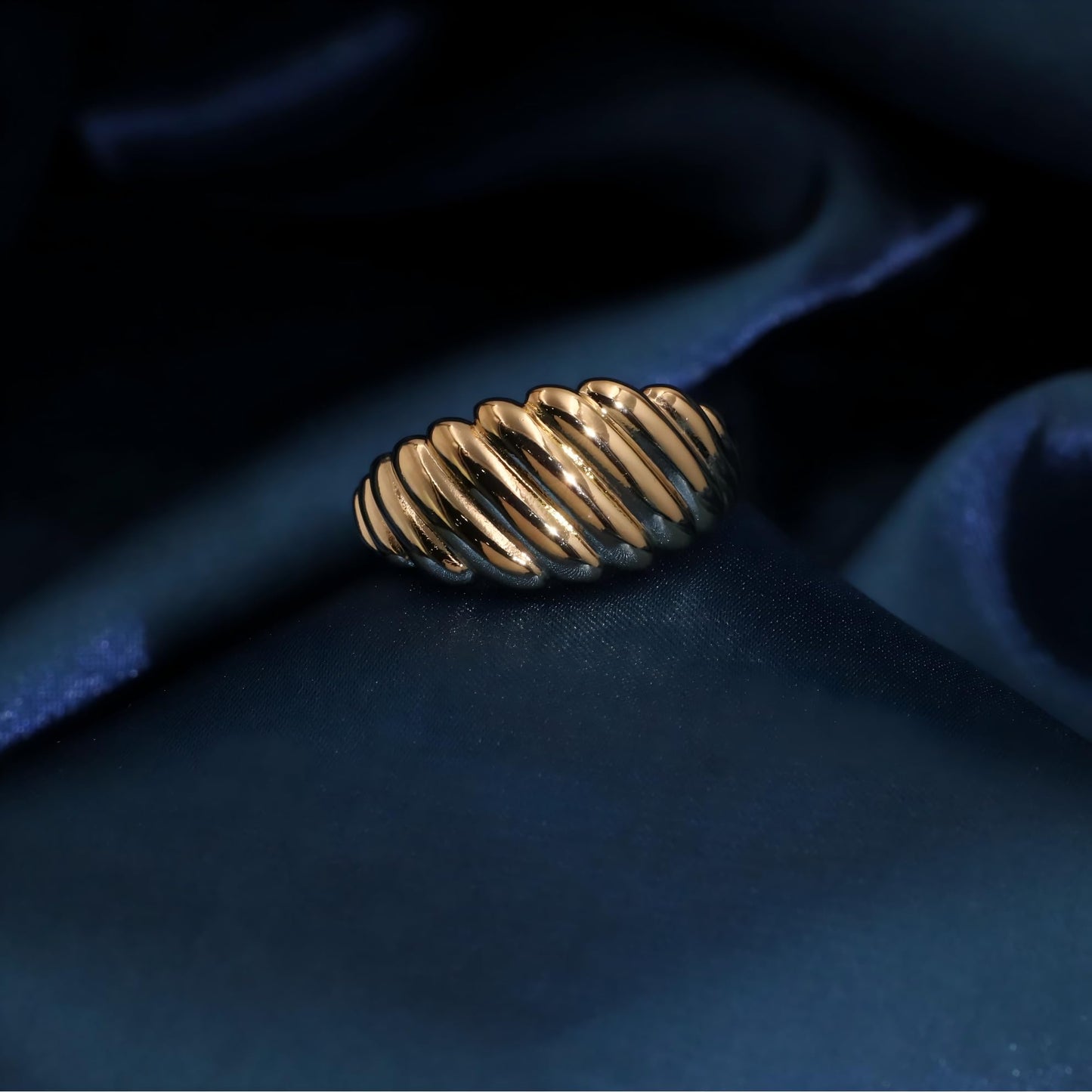 Warm Fortune Gold Plated Band Ring, Hip Hop Street Style For Man or Women Fashion Jewelry