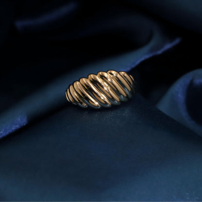 Warm Fortune Gold Plated Band Ring, Hip Hop Street Style For Man or Women Fashion Jewelry