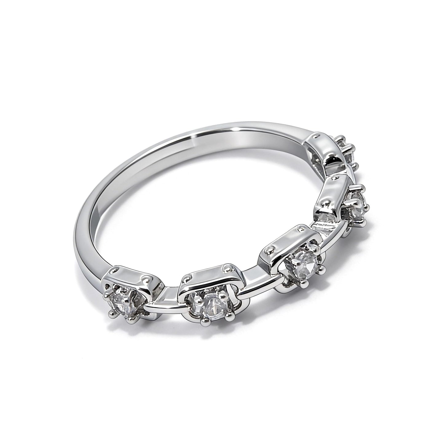 Warm Fortune Round Cut Half Eternity Ring for Her - 18K Gold Plated Cubic Zirconia, Anniversary & Valentine's Day Gift, Timeless Promise & Wedding Jewelry, Adjustable