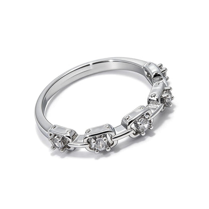 Warm Fortune Round Cut Half Eternity Ring for Her - 18K Gold Plated Cubic Zirconia, Anniversary & Valentine's Day Gift, Timeless Promise & Wedding Jewelry, Adjustable