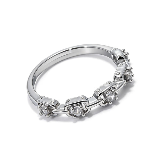 Warm Fortune Round Cut Half Eternity Ring for Her - 18K Gold Plated Cubic Zirconia, Anniversary & Valentine's Day Gift, Timeless Promise & Wedding Jewelry, Adjustable