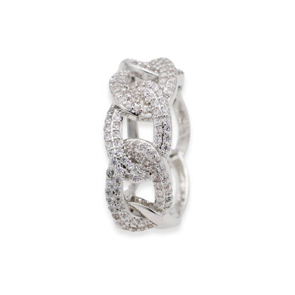 Warm Fortune Heart Chain Promise Ring for Her - 18K Gold Plated Cubic Zirconia, Stackable Gift Valentine's Day, Fashion & Daily Elegant Wear,Size 5-9