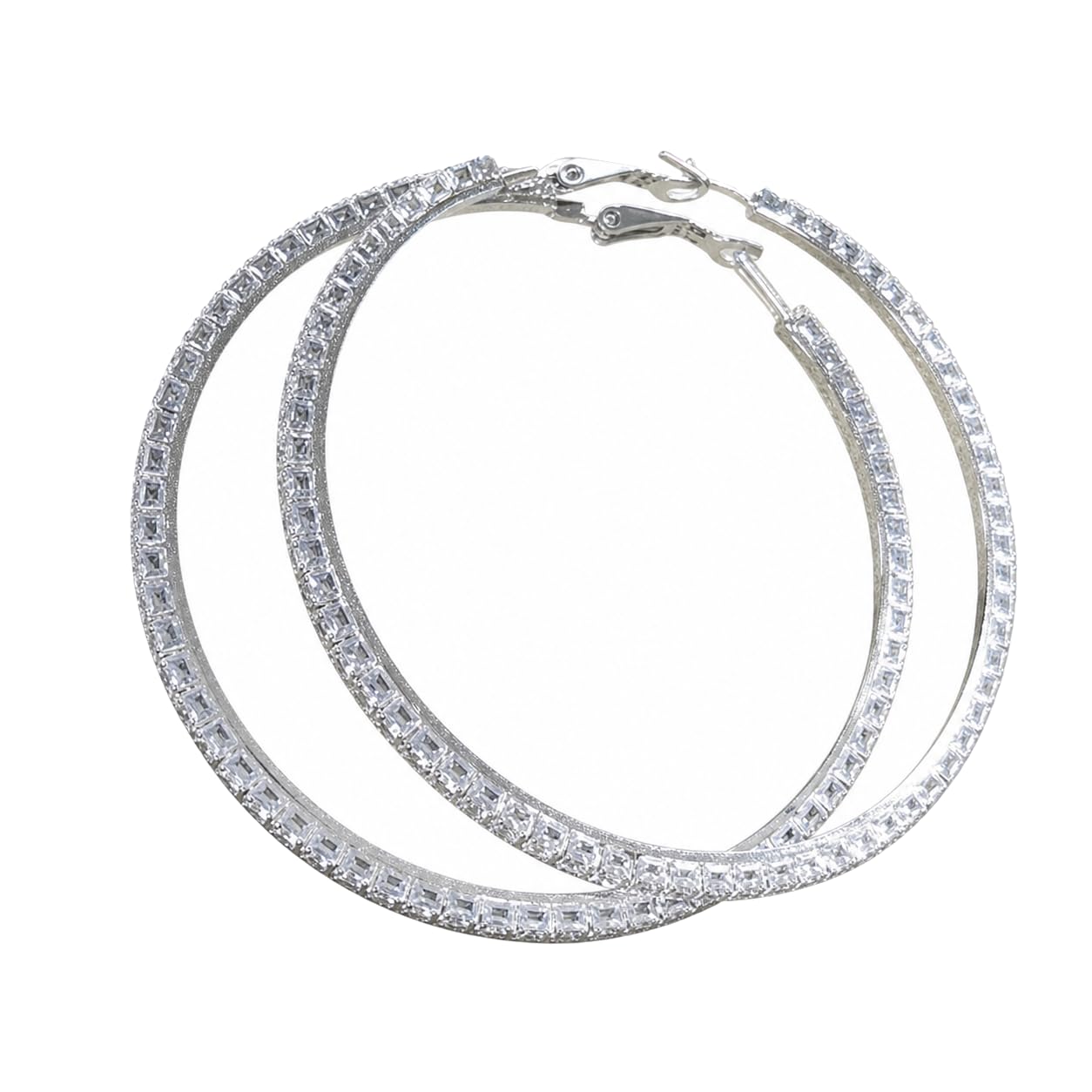 Warm Fortune 18K Gold Plated Baguette Cubic Zirconia Hoop Earrings for Women Hypoallergenic - Valentine's Day, Mother's Day, Birthday Gift for Her