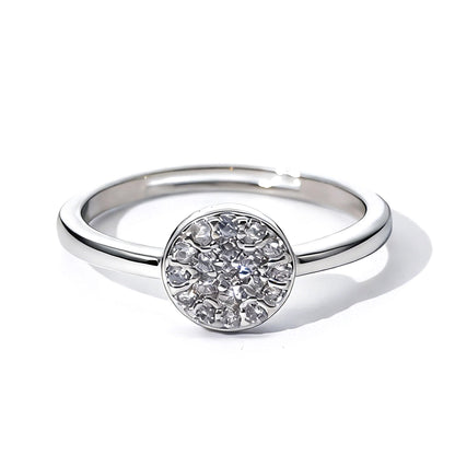 Warm Fortune Round Cluster Promise Ring for Her - 18K Gold Plated Cubic Zirconia, Minimalist Fashion Jewelry for Women, Adjustable