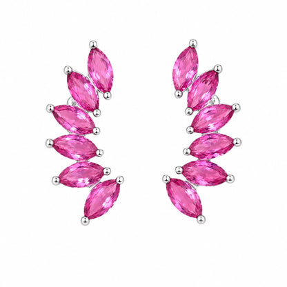 Warm Fortune 18K Gold Plated Marquise Cubic Zirconia Curved Wing Stud Earrings for Adult Women Hypoallergenic - Valentine's Day, Mother's Day, Birthday Gift for Her
