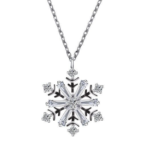 Warm Fortune Moissanite Pendant Necklace for Women, 0.5/1.0 ct DE VVS, 18K White Gold Plated Sterling Silver, 16 inch + 2inch Chain