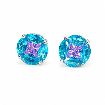 Warm Fortune 18K White Gold Plated Cushion Cut CZ Stud Earrings