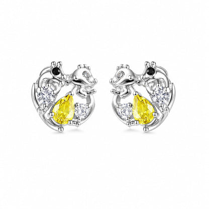 Warm Fortune 18K White Gold Plated Multicolor CZ Stud Earrings