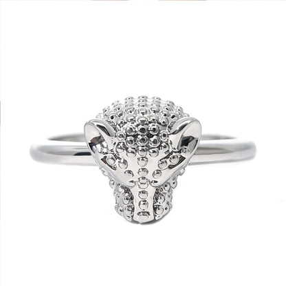 Warm Fortune Leopard Head Promise Ring for Her - 18K Gold Plated Cubic Zirconia, Stackable Gift Valentine's Day, Fashion & Daily Elegant Wear, Adjustable