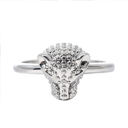 Warm Fortune Leopard Head Promise Ring for Her - 18K Gold Plated Cubic Zirconia, Stackable Gift Valentine's Day, Fashion & Daily Elegant Wear, Adjustable