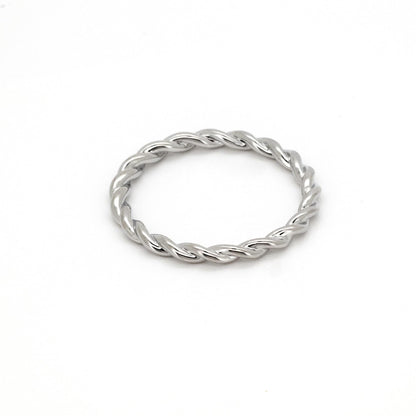 Warm Fortune Twisted Rope Stackable Ring for Women, 18K Gold Plated Thin Braided Band, Dainty Minimalist Eternity Ring, Everyday & Layering Jewelry, Size 5-8