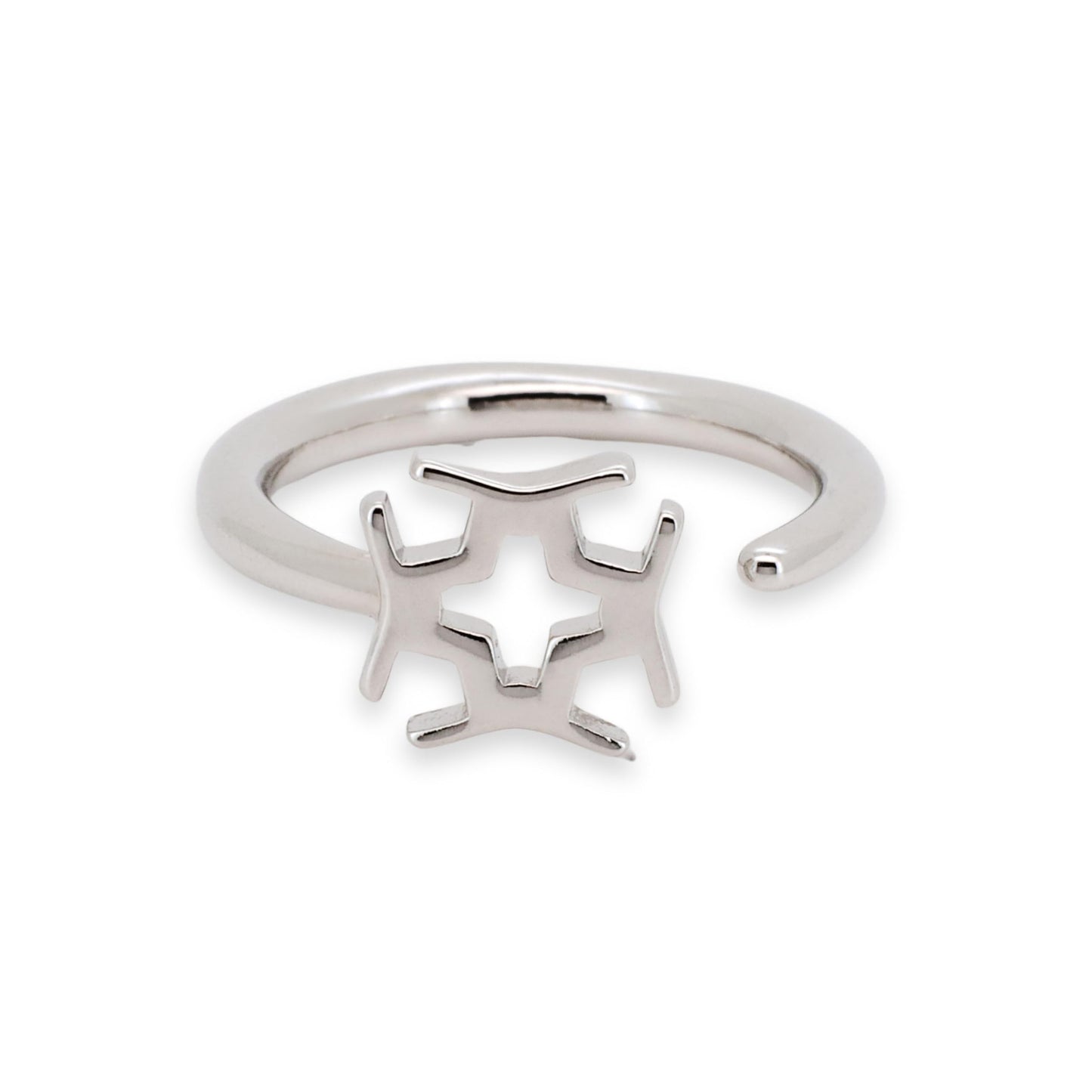 Warm Fortune Geometric Snowflake Promise Ring for Her - 18K Gold Plated Open Ring, Stackable Gift Valentine's Day, Fashion & Daily Elegant Wear, Adjustable