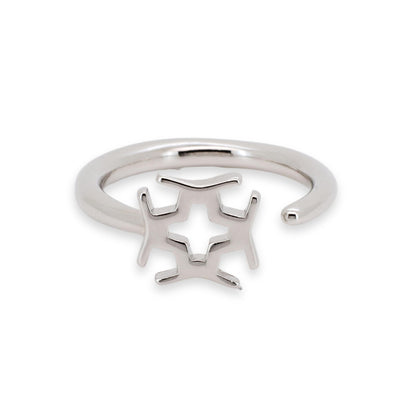 Warm Fortune Geometric Snowflake Promise Ring for Her - 18K Gold Plated Open Ring, Stackable Gift Valentine's Day, Fashion & Daily Elegant Wear, Adjustable
