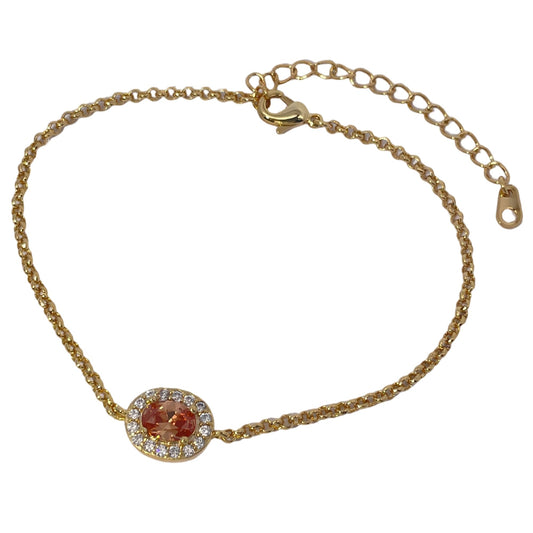 Warm Fortune Cubic Zirconia Bracelet for Women,18K Gold Plated,Gift for Her,Size 7 Inch,Gift for Her