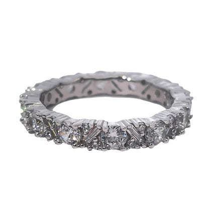 Warm Fortune Cubic Zirconia Band Style Ring for Women, 925 Sterling Silver with 18K Gold Plated Anniversary Ring, Gift for Her Promise Ring