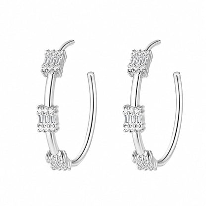 Warm Fortune 18K White Gold Plated Cubic Zirconia Hoop Earrings