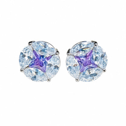 Warm Fortune 18K White Gold Plated Cushion Cut CZ Stud Earrings