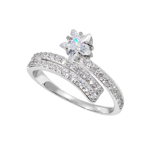 Warm Fortune Flower Cut Engagement Ring for Women - 18K Gold Plated Cubic Zirconia, Wedding Proposal Gift, Romantic Promise, Adjustable