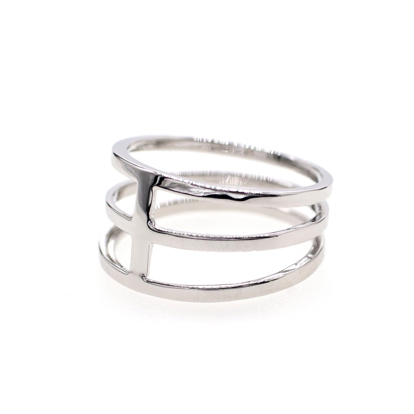 Warm Fortune H-Shape Open Band Ring - 18K Gold Plated Stackable Gift for Women, Daily Fashion Wear & Casual Accessory, Trendy Street Wear, Size 9-6