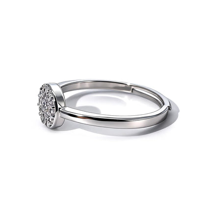 Warm Fortune Round Cluster Promise Ring for Her - 18K Gold Plated Cubic Zirconia, Minimalist Fashion Jewelry for Women, Adjustable