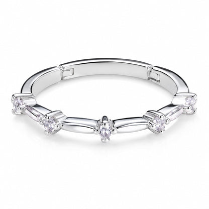 Warm Fortune Five‑Oval‑CZ Wide Band Statement Ring for Women, 18K White Gold Plated Cubic Zirconia Wide‑Face Band, Dainty Elegant Jewelry