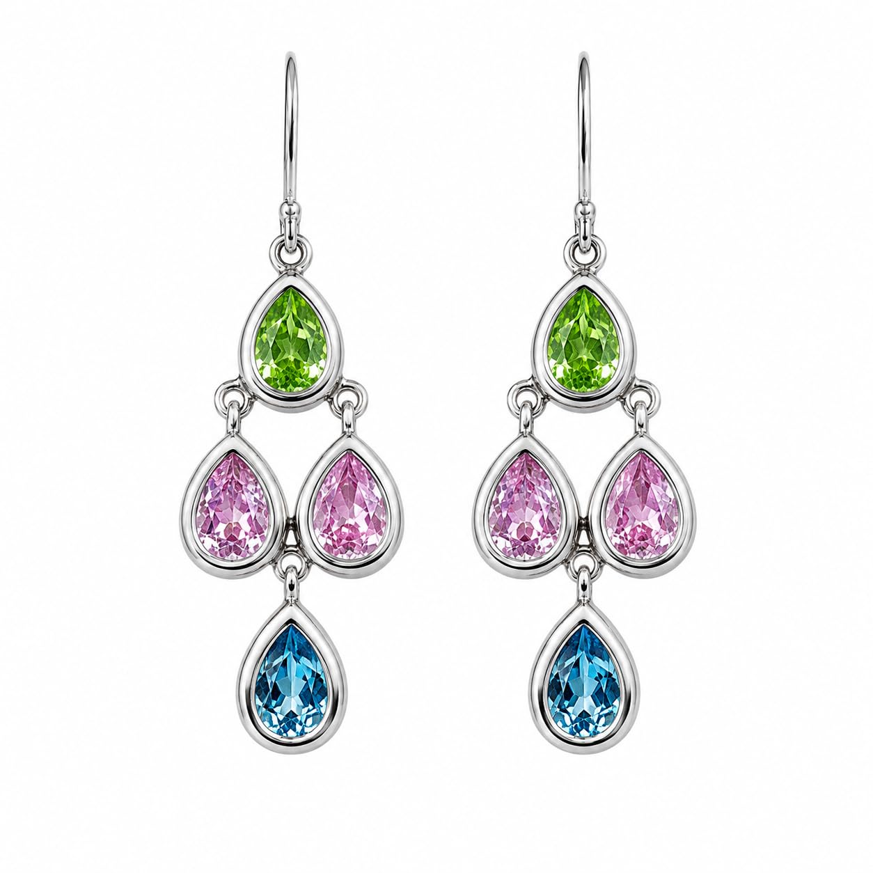 Warm Fortune 18K Gold Plated Multi Teardrop Cut Cubic Zirconia Fish Hook Dangle Earrings for Adult Women Hypoallergenic - Valentine's Day, Mother's Day, Birthday Gift for Her