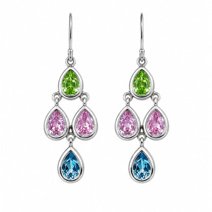 Warm Fortune 18K Gold Plated Multi Teardrop Cut Cubic Zirconia Fish Hook Dangle Earrings for Adult Women Hypoallergenic - Valentine's Day, Mother's Day, Birthday Gift for Her