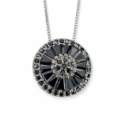 Warm Fortune 18K White Gold Plated Round Floral CZ Pendant Necklace