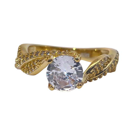 Warm Fortune Cubic Zirconia Engagement Ring for Women, 925 Sterling Silver with 18K Gold Plated Anniversary Ring, Gift for Her Promise Ring