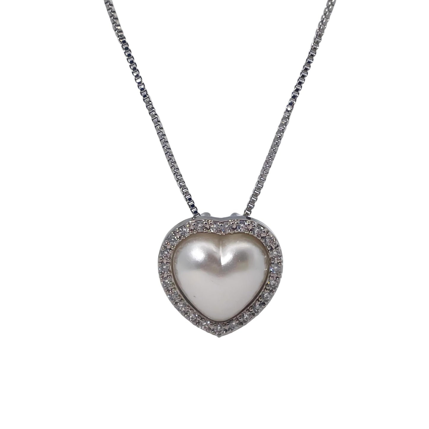 Warm Fortune Cubic Zirconia Pendant Necklace for Women,18K White Gold Plated,18 inch + 2inch Chain