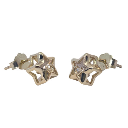 Warm Fortune Cubic Zirconia Stud Earrings for Women, 925 Sterling Silver with 18K Gold Plated Hypoallergenic