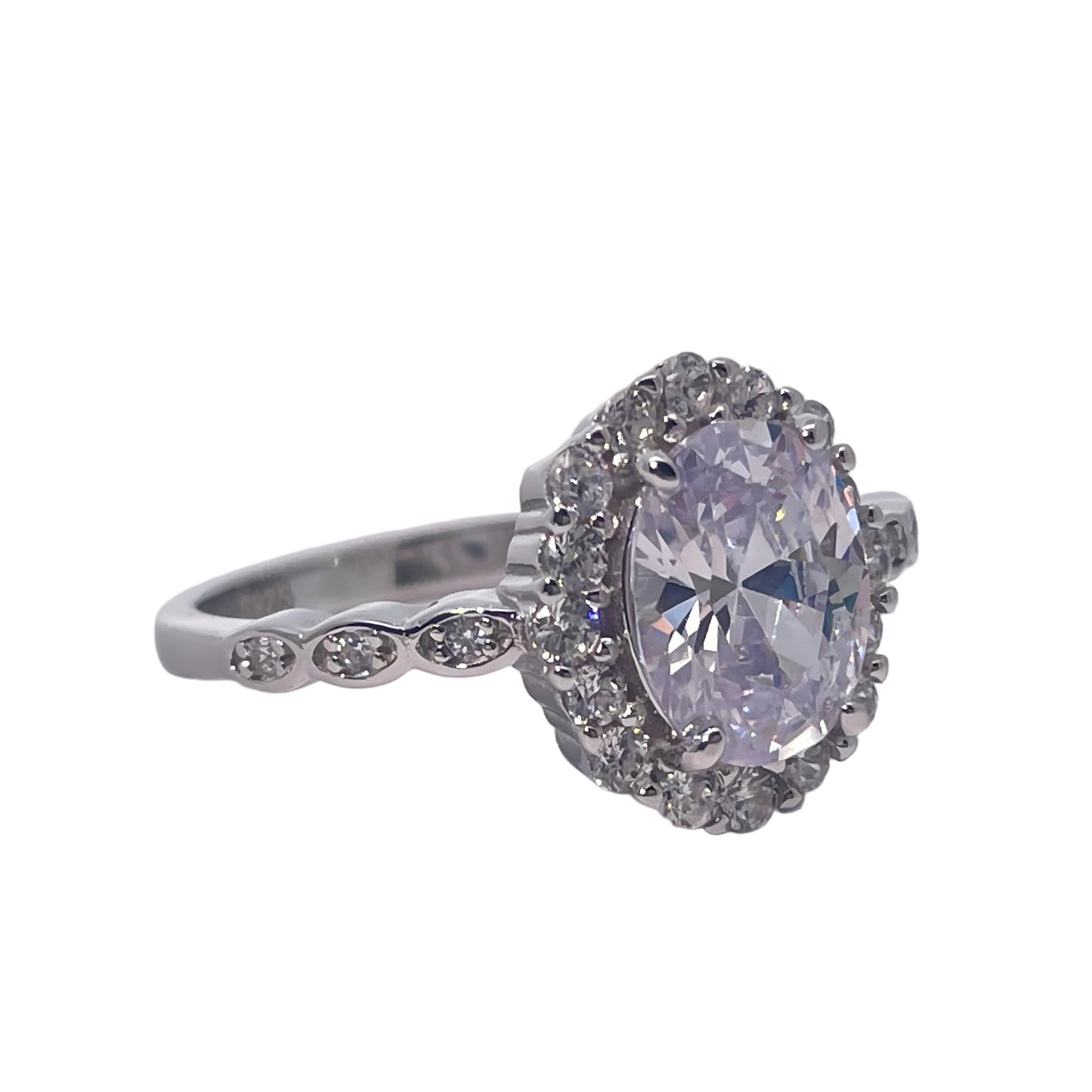 Warm Fortune Cubic Zirconia Engagement Ring for Women, 925 Sterling Silver with 18K White Gold Plated Anniversary Ring, Gift for Her Promise Ring