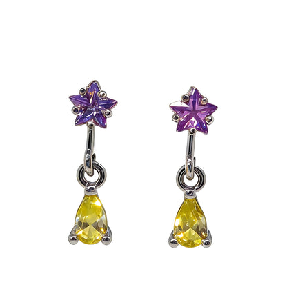 Warm Fortune 18K Gold Plated Star & Teardrop Shape Cubic Zirconia Drop Earrings for Women Hypoallergenic - Valentine‘s Day, Mother‘s Day, Birthday Gift for Her