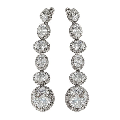 Warm Fortune 18K Gold Plated Graduated Oval Halo Cubic Zirconia Drop Earrings for Women Hypoallergenic - Valentine's Day, Mother's Day, Birthday Gift for Her