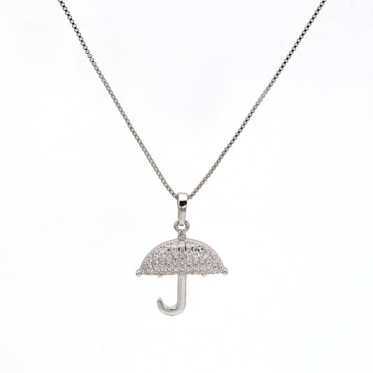 Warm Fortune Sparkling Umbrella Pendant Necklace for Women: 18K Gold Plated, Adjustable Chain (18"+2") with Sparkling CZ | Elegant & Versatile, an Ideal Layered Piece