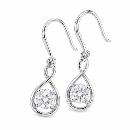 Warm Fortune 18K Gold Plated Round Cubic Zirconia Infinity Teardrop Fish Hook Dangle Earrings for Adult Women Hypoallergenic - Valentine's Day, Mother's Day, Birthday Gift for Her