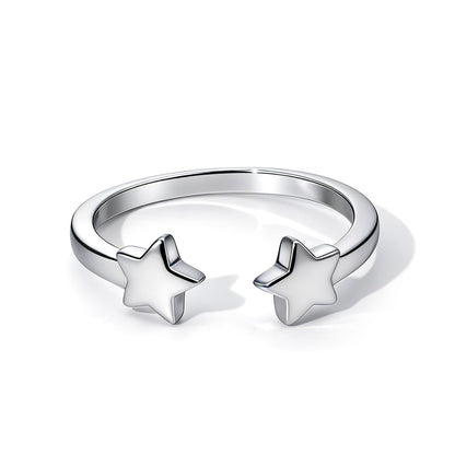 Warm Fortune Adjustable Star Open Ring, 18K Gold Plated Stackable Promise Ring, Minimalist Celestial Jewelry for Women