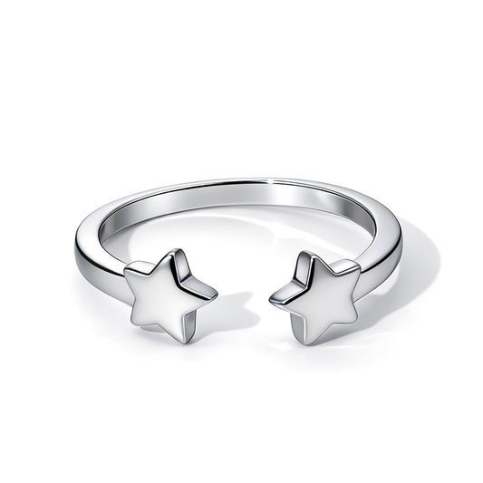 Warm Fortune Adjustable Star Open Ring, 18K Gold Plated Stackable Promise Ring, Minimalist Celestial Jewelry for Women