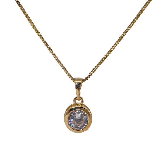 Warm Fortune Cubic Zirconia Pendant Necklace for Women,18K Gold Plated,16 inch + 2inch Chain