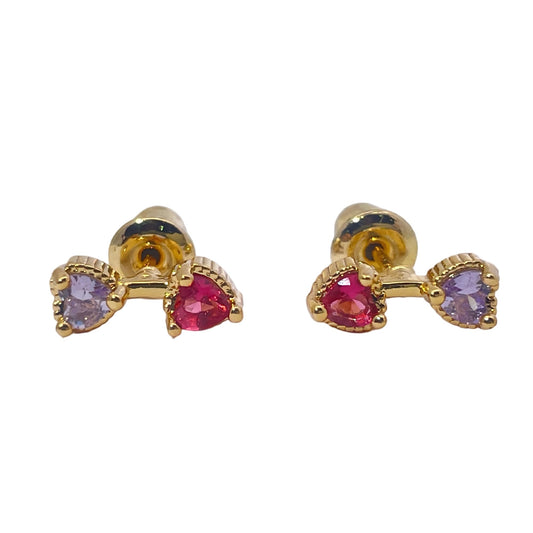 Warm Fortune Cubic Zirconia Stud Earrings for Women, Gold Plated,Gift for Her,Hypoallergenic