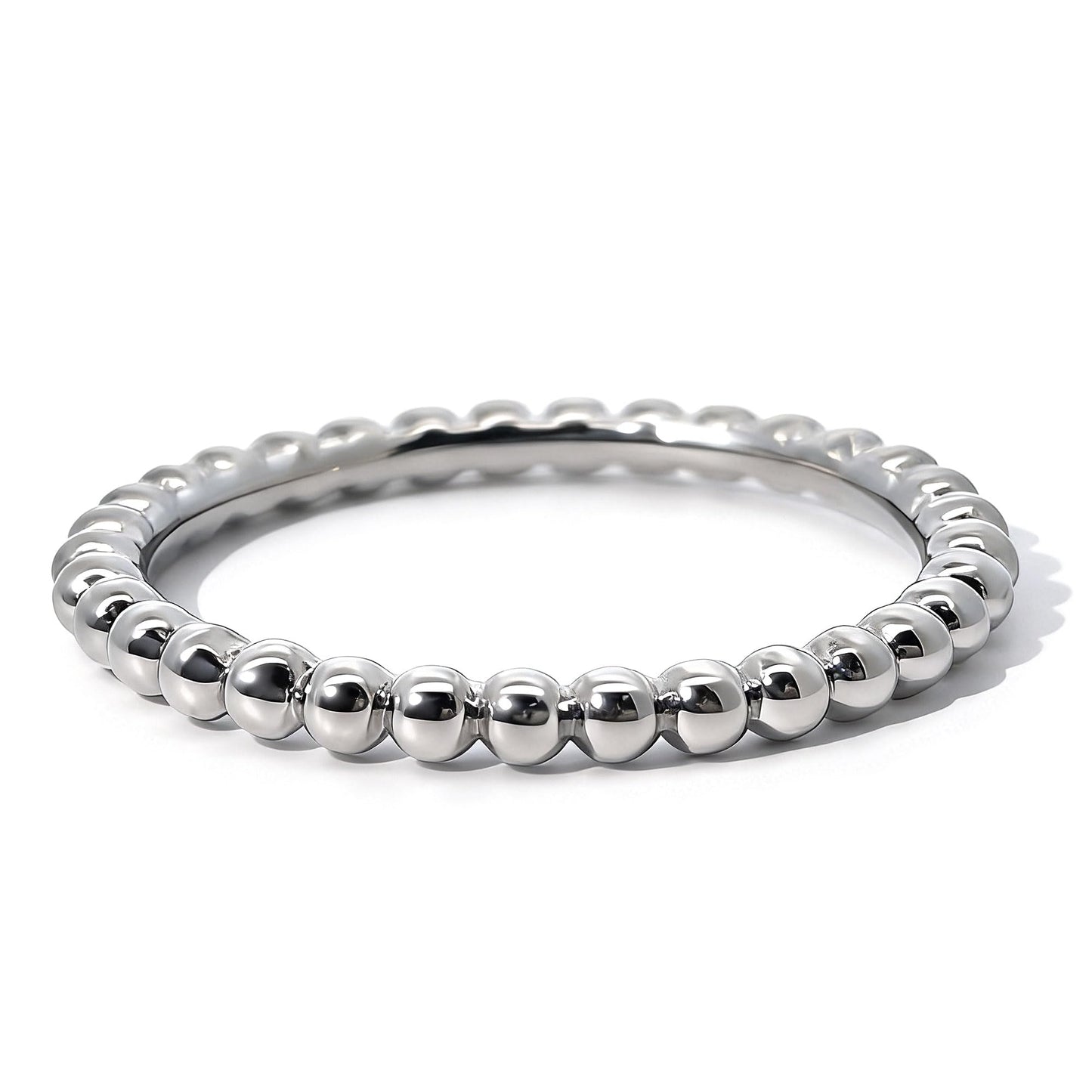 Warm Fortune Full Beaded Band Ring - 18K Gold Plated Stackable Gift for Women, Daily Fashion Wear & Casual Accessory, Trendy Street Wear, Adjustable